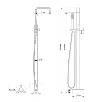 freestanding tub f03 180x80cm with fitting af02