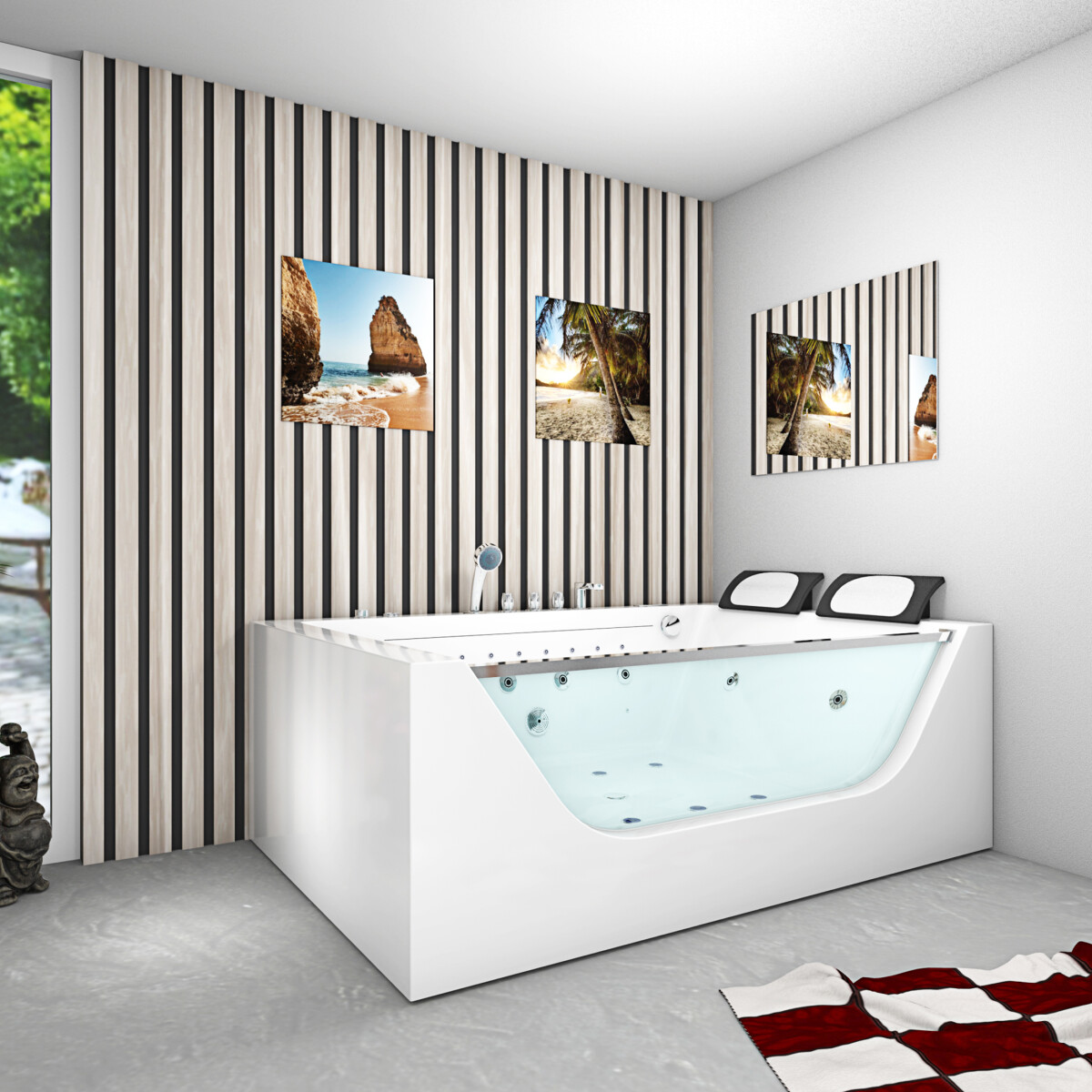 Whirlpool Pool Badewanne Wanne W42-L-ALL 180x120cm Reinigung