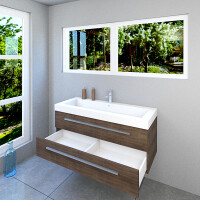 Waschtisch mit Waschbecken, City 101 120cm Eiche hell