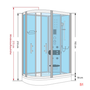 Dusche Duschkabine D30-73M3L-ALL Duschtempel Sauna 120x80 cm