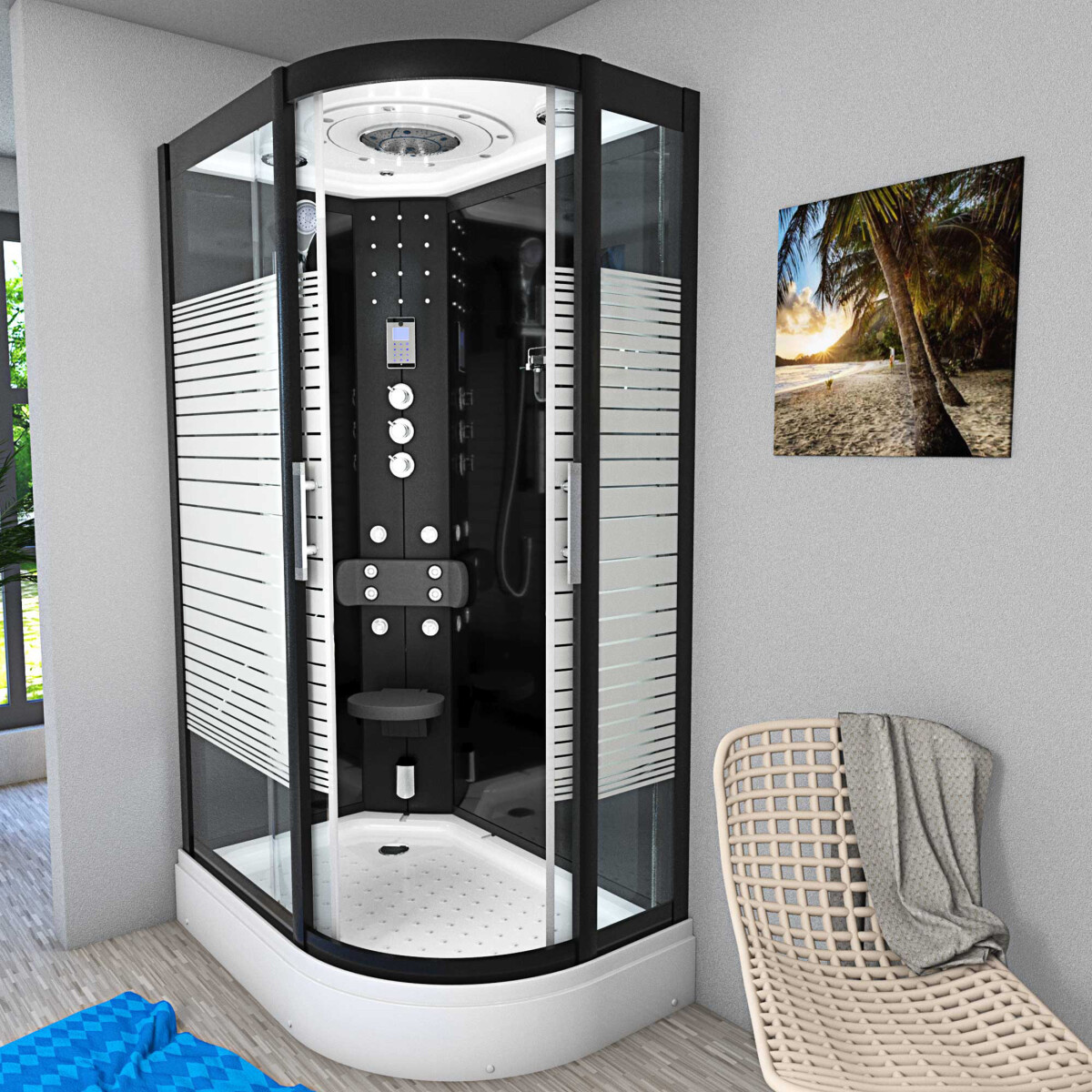 Dusche Duschkabine D30-73M3R-ALL Duschtempel Sauna 80x120 cm