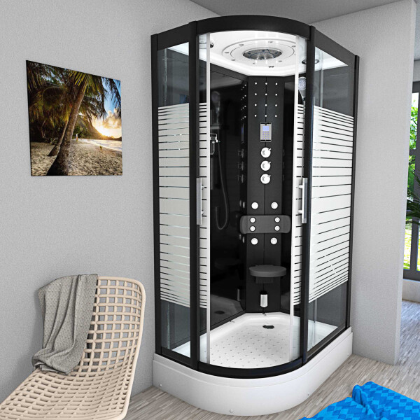 Dusche Duschkabine D30-73M3L-EC Duschtempel Sauna 120x80 cm MIT 2K Scheiben Versiegelung