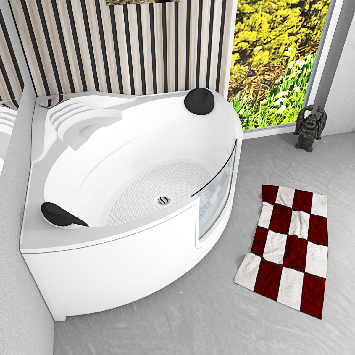 Pool Badewanne Eckwanne Wanne S60 140x140cm mit Tür Wal