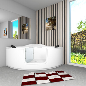 Pool Badewanne Eckwanne Wanne S60 140x140cm mit Tür Walk-in-Pool