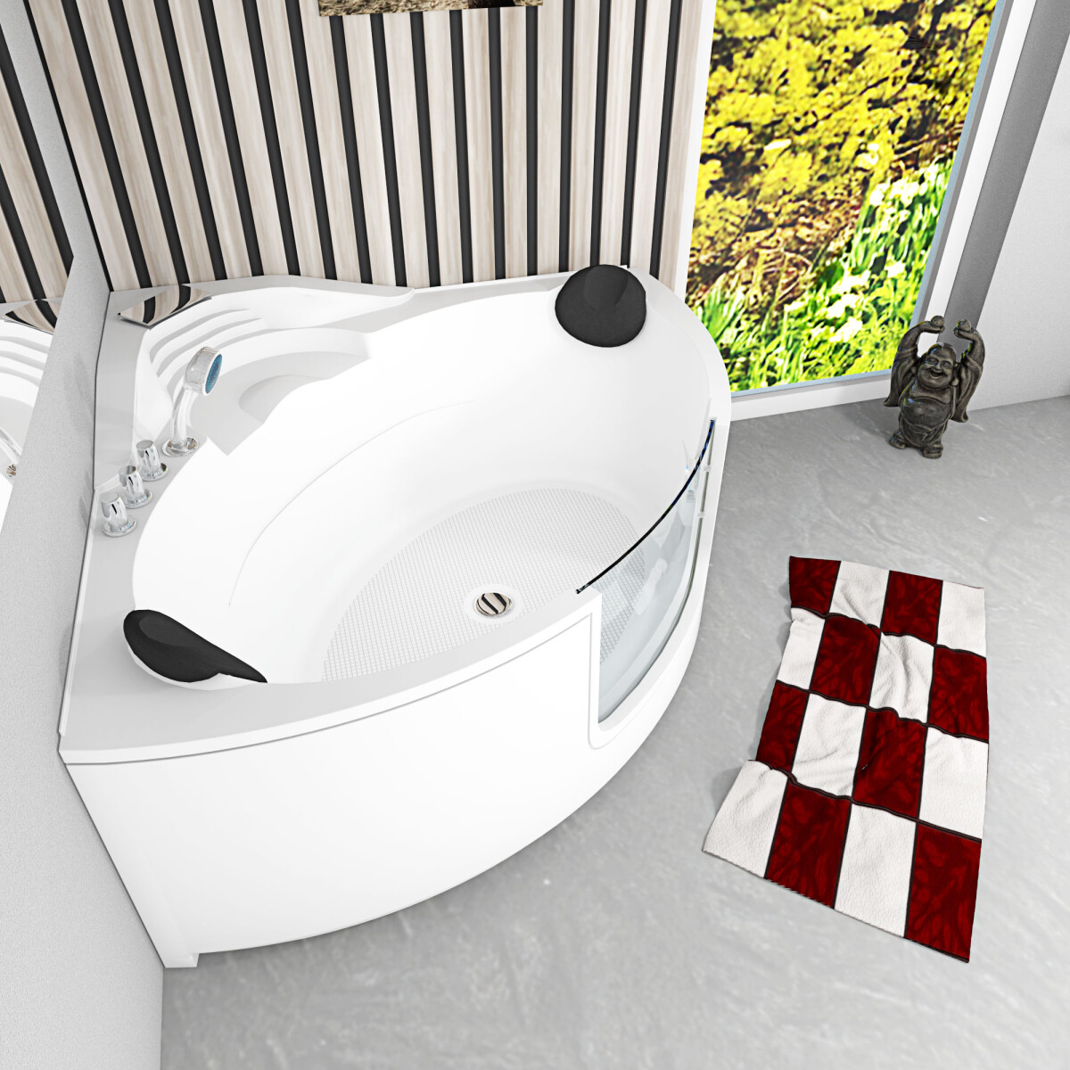 Pool Badewanne Eckwanne Wanne S60-TH 140x140cm mit Tür 