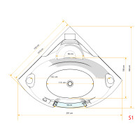 Whirlpool bath corner bath tub w60 140x140cm