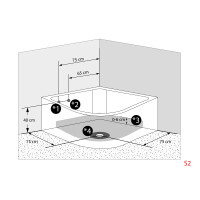 Pool Badewanne Eckwanne Wanne S70-EH 150x150cm mit Tür Walk-in-Pool