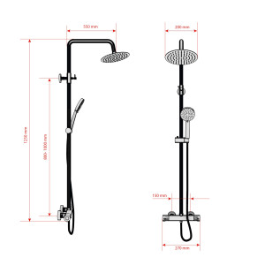 Duscharmatur, Thermostat-Duschsystem DA01 Chrom