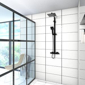 Duscharmatur, Thermostat-Duschsystem DA04 Schwarz