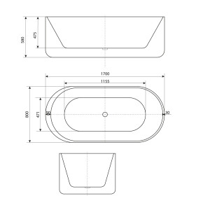 freistehende Badewanne Wanne Whirlpool F16 170x80cm mit Luftmassage mit Armatur AF05