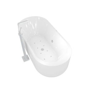 freistehende Badewanne Wanne Whirlpool F16 170x80cm mit Luftmassage mit Armatur AF05
