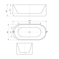 freistehende Badewanne Wanne Whirlpool F16 170x80cm mit Luftmassage mit Armatur AF05
