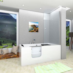 Seniorendusche und Sitzwanne Kombination Wanne mit Tür S15D-EH-L-ALL 160x85x215cm