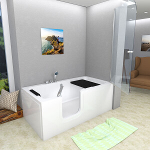 Seniorendusche und Sitzwanne Kombination Wanne mit Tür S15D-EH-L-ALL 160x85x215cm