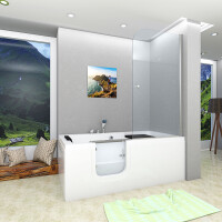 Seniorendusche und Sitzwanne Kombination Wanne mit Tür S15D-EH-L-ALL 160x85x215cm