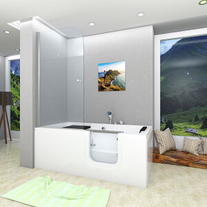 Seniorendusche und Sitzwanne Kombination Wanne mit Tür S15D-EH-R-ALL 85x160x215cm