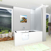 Seniorendusche Kombi Duschkabine Whirlpool Seniorenwanne mit Tür S15D-WP-EH-L-ALL 160x85x215 cm