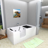 Seniorendusche Kombi Duschkabine Whirlpool Seniorenwanne mit Tür S15D-WP-EH-L-ALL 160x85x215 cm