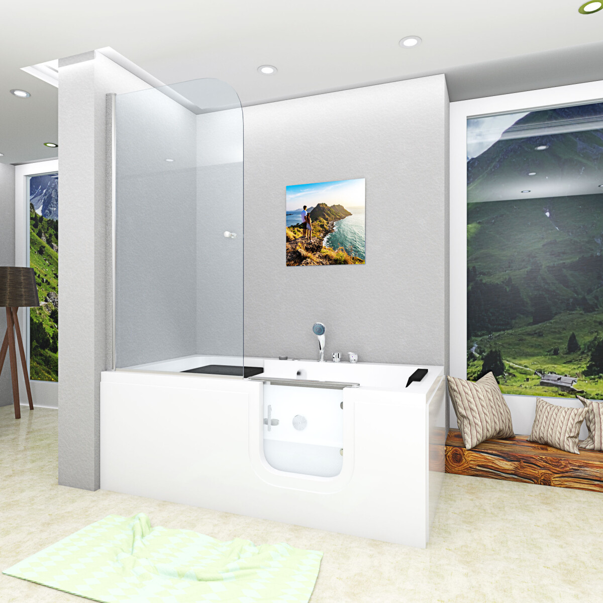Seniorendusche Kombi Duschkabine Whirlpool Seniorenwanne mit