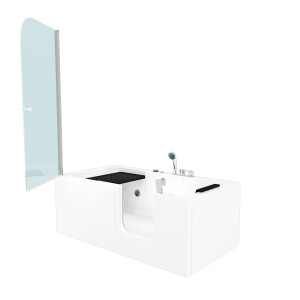 Seniorendusche Kombi Duschkabine Whirlpool Seniorenwanne mit Tür S15D-WP-EH-R-ALL 85x160x215 cm