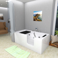 Seniorendusche Kombi Duschkabine Whirlpool Seniorenwanne mit Tür S15D-WP-EH-R-ALL 85x160x215 cm