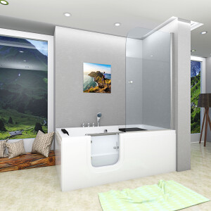 Seniorendusche und Sitzwanne Kombination Wanne mit Tür S15D-TH-L-ALL 160x85x215cm