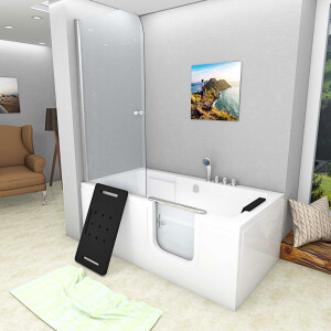 Seniorendusche und Sitzwanne Kombination Wanne mit Tür S15D-TH-R-ALL 85x160x215cm