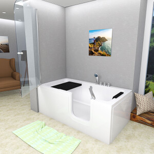 Seniorendusche und Sitzwanne Kombination Wanne mit Tür S15D-TH-R-ALL 85x160x215cm
