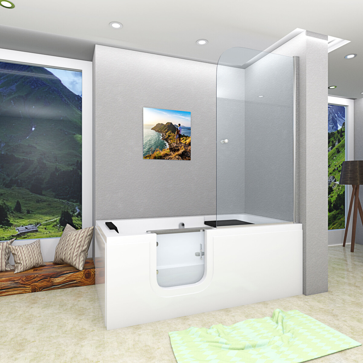 Seniorendusche und Sitzwanne Kombination Wanne mit Tür 