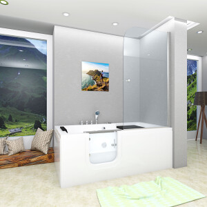 Seniorendusche Kombi Duschkabine Whirlpool Seniorenwanne mit Tür S15D-WP-TH-L-ALL 160x85x215 cm