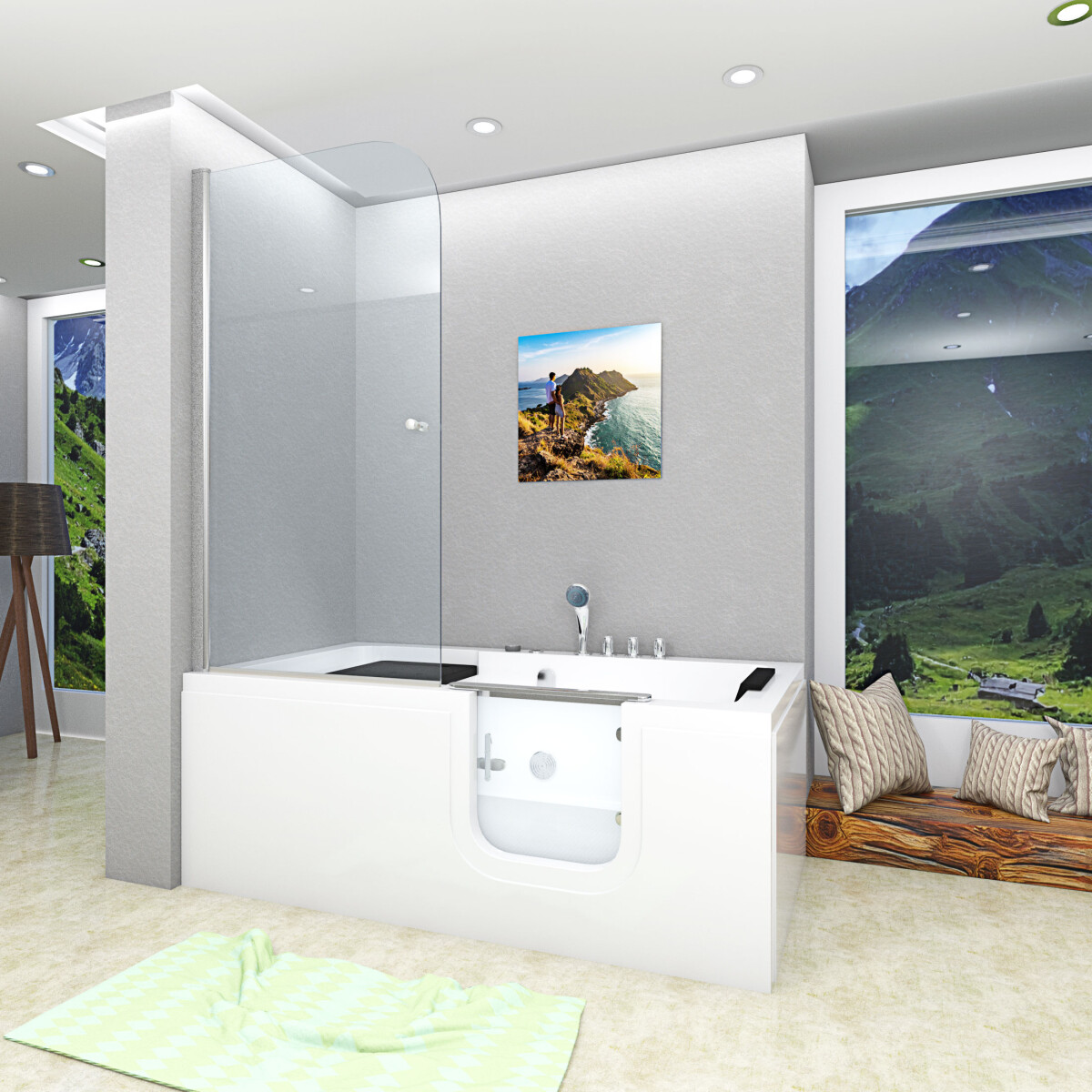 Seniorendusche Kombi Duschkabine Whirlpool Seniorenwanne mit