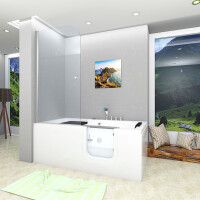 Seniorendusche Kombi Duschkabine Whirlpool Seniorenwanne mit Tür S15D-WP-TH-R-ALL 85x160x215 cm