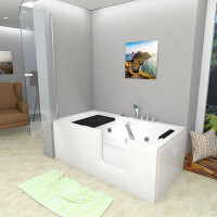 Seniorendusche Kombi Duschkabine Whirlpool Seniorenwanne mit Tür S15D-WP-TH-R-ALL 85x160x215 cm