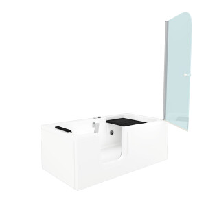 Seniorendusche Kombi Duschkabine Whirlpool Seniorenwanne mit Tür S15D-WP-L-ALL 160x85x215 cm