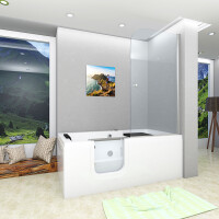 Seniorendusche Kombi Duschkabine Whirlpool Seniorenwanne mit Tür S15D-WP-L-ALL 160x85x215 cm