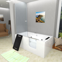 Seniorendusche Kombi Duschkabine Whirlpool Seniorenwanne mit Tür S15D-WP-R-ALL 85x160x215 cm