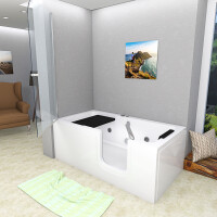 Seniorendusche Kombi Duschkabine Whirlpool Seniorenwanne mit Tür S15D-WP-R-ALL 85x160x215 cm