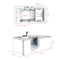 Whirlpool Seniorenwanne mit Tür S15WP-L-ALL 160x85cm