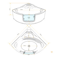 Whirlpool bath corner bath tub w60 140x140cm