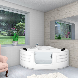 Pool Badewanne Eckwanne Wanne S70-ALL 150x150cm mit Tür Walk-in-Pool
