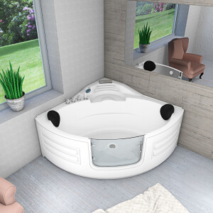 Pool Badewanne Eckwanne Wanne S70-ALL 150x150cm mit Tür Walk-in-Pool