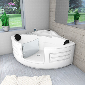 Pool Badewanne Eckwanne Wanne S70-ALL 150x150cm mit Tür Walk-in-Pool