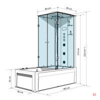Whirlpool Dusche Kombination K05-L00-WP-EC 180x90 cm mit 2K Scheiben Versiegelung