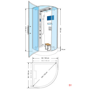 AcquaVapore D37-13R0 Dusche Duschtempel Komplett Duschkabine 90x90 OHNE 2K Scheiben Versiegelung