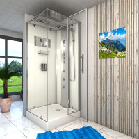 Dampfdusche Duschtempel Sauna Dusche Duschkabine D38-10R3-EC 90x90cm MIT 2K Scheiben Versiegelung