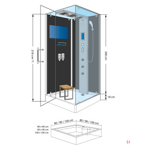 Dampfdusche Duschtempel Sauna Dusche Duschkabine D38-20R3 100x100 cm