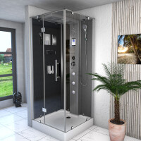 Dampfdusche Duschtempel Sauna Dusche Duschkabine D38-23L2-EC 100x100cm MIT 2K Scheiben Versiegelung
