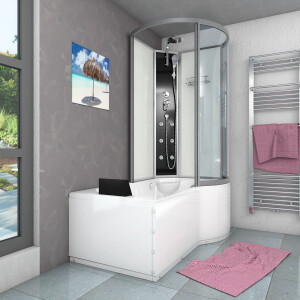 Kombination Badewanne Dusche K50-L00-EC 170x100 cm mit 2K Scheiben Versiegelung