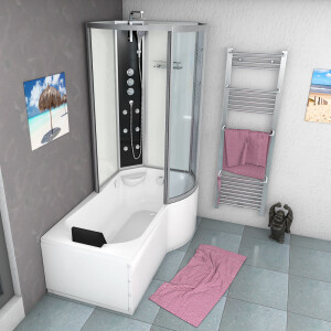 Kombination Badewanne Dusche K50-L02 170x100 cm ohne 2K Scheiben Versiegelung
