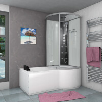 Kombination Badewanne Dusche K50-L02-EC 170x100 cm mit 2K Scheiben Versiegelung